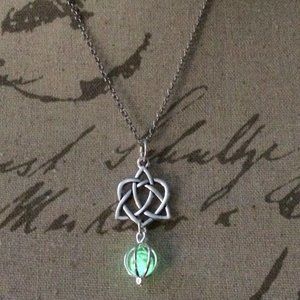 Celtic Heart Galaxy Glow in the dark Glass Necklace